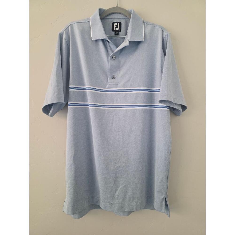 FootJoy Light Blue Striped Performance Golf Polo M